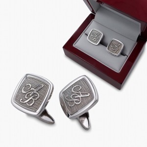 Luxus Manschettenknöpfe mit Initialen | 925er Silber Rhodiniert | ZD.600