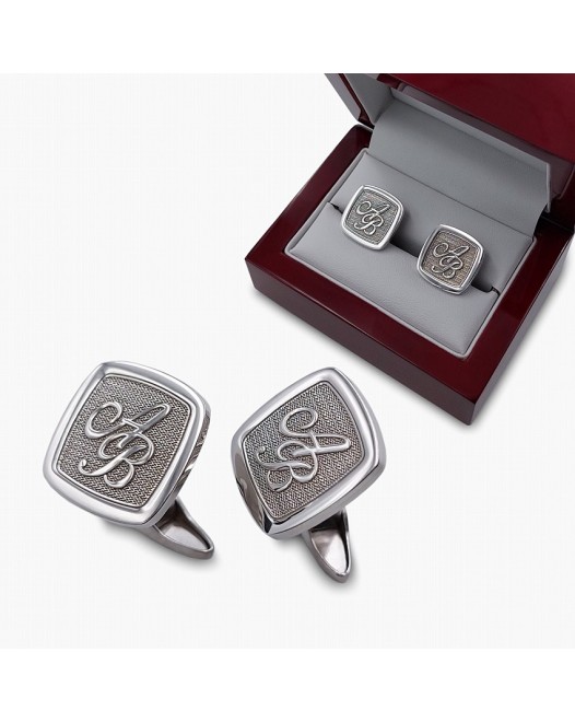 Luxury cufflinks with initials | Sterling silver rhodium plated | ZD600