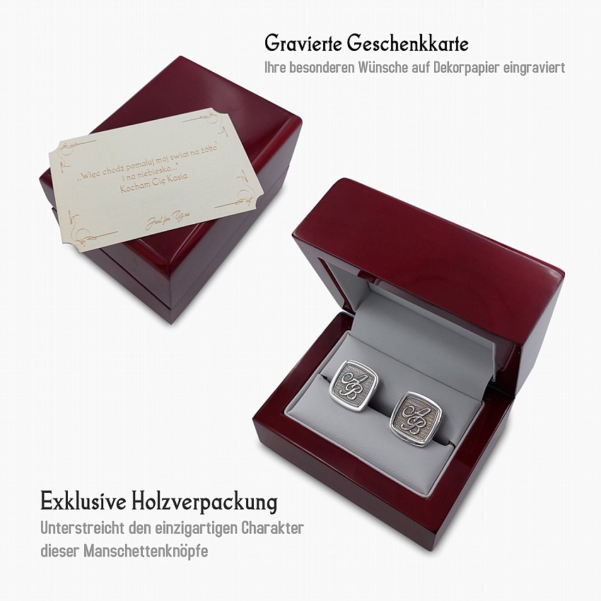 Luxus Manschettenknöpfe mit Initialen | 925er Silber Rhodiniert | ZD.600