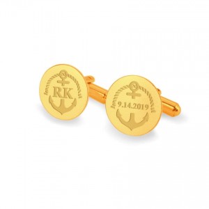 Anchor gold cufflinks | Initials and date | Sterling silver gold plated | ZD165G