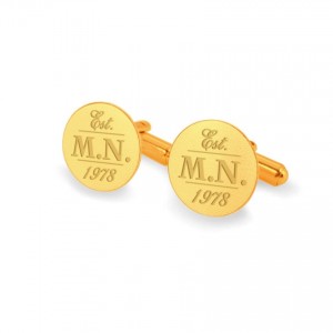 Goldene Manschettenknöpfe mit Gravur | Geburtstags initialen und Datum | 925er Silber vergoldet | ZD130G