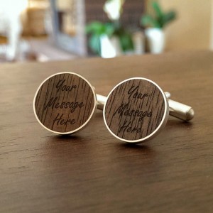 Personalised Wooden Cufflinks | With your message | Sterling silver | American Walnut | ZD.55