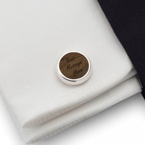 Personalised Cufflinks | your message | Sterling silver | American Walnut | ZD50