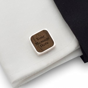 Personalised Cufflinks | your message | Sterling silver | American Walnut | ZD121