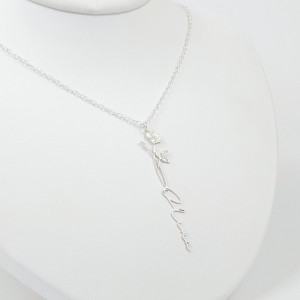 Silver Birth Flower Necklace up to 10 characters | Sterling silver