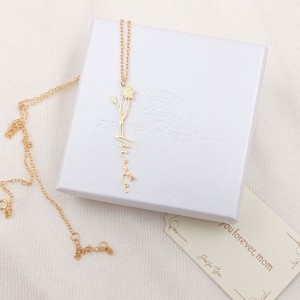 Gold Birth Flower Necklace up to 10 characters | 925 silver 18K gold plated
